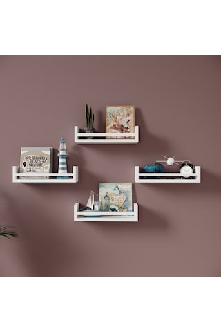 Rosepal Mobilya Micro Dekoratif Beyaz 4'lü Raf