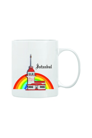 İstanbul Tema Görselli Kupa Bardak Beyaz
