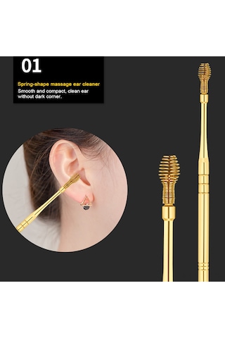 Yifomall 6 Parça Paslanmaz Çelik Kulak Temizleme Seti, Kulak Kiri Temizleyici Kaşık Ve Saklama Kesesi İçeren