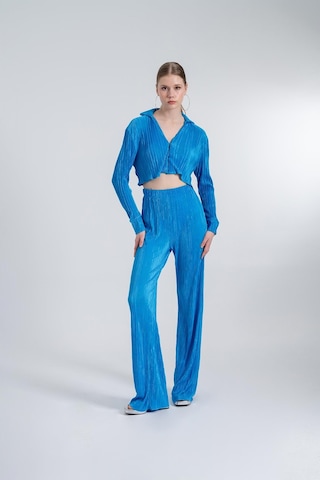 Holly Lolly Crop Model Düğme Kapamalı Comfy Crop Gömlek Mavi
