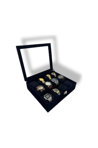 Richbo x 12'li Saat Kutusu Süet Siyah