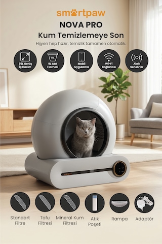 Smartpaw Nova Cat Pro Akıllı Otomatik Kedi Tuvaleti Distribütör Garantili