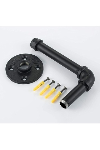 Novahub Tuvalet Kağıtlığı Vintage Endüstriyel Retro Metal Boru Duvara Monte, Demir, Siyah, 18x10 Cm, Ev Dekorasyonu Diğer