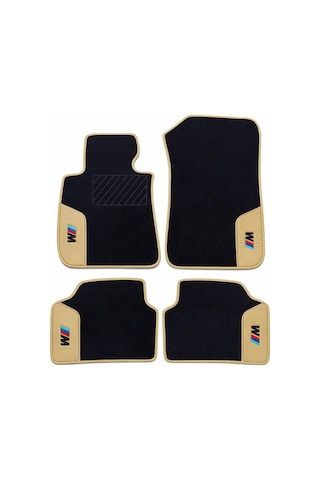 Ruby/ Nakışlı Bej Deri Desen Oto Halı Paspas Bmw 5 F10 2010 - 2013