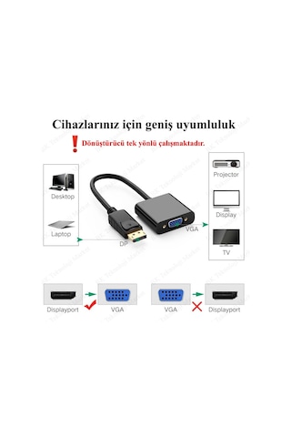 Displayport To Vga Çevirici Converter Dp To Vga Adaptör