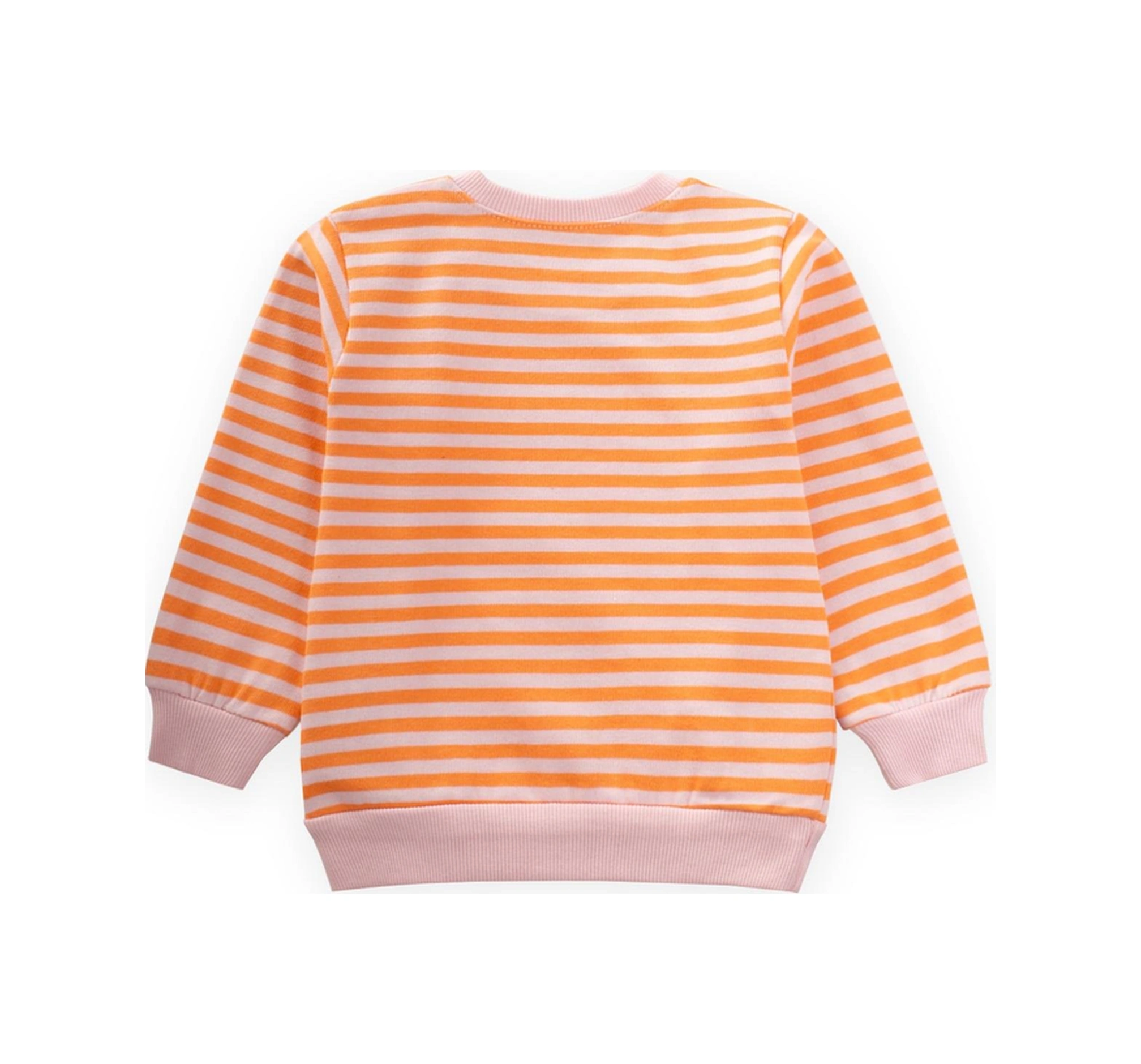 Çizgili Triko Sweatshirt 0-4 Yaş Pudra Şeftali Pudra