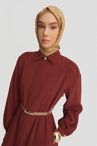 Armine Omzu Nervürlü Pardesü 25y8208 Koyu Kırmızı Koyu Kırmızı