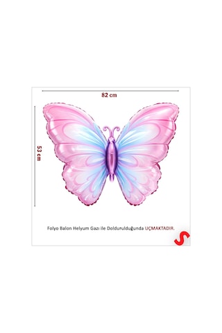 Balon-folyo-82x53 Cm-kelebek- Pembe/mavi Çok Renkli