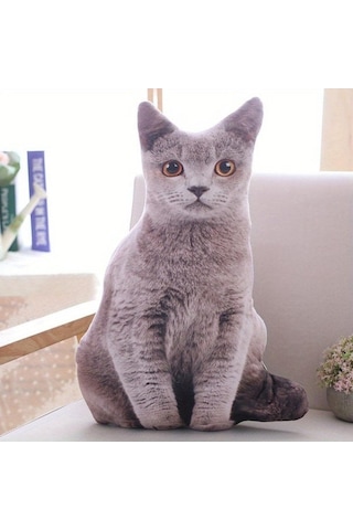 Lemestar Sevimli 3d Kedi Şekilli Yumuşak Yastık - Rahat Uyku Ve Dekor İçin Mükemmel Kahverengi