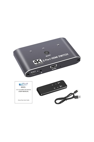 Gplus 4K321M 3 Port HDMI 2.0 4K 60Hz HDR HDCP 2.2 EDID CEC Metal Switch