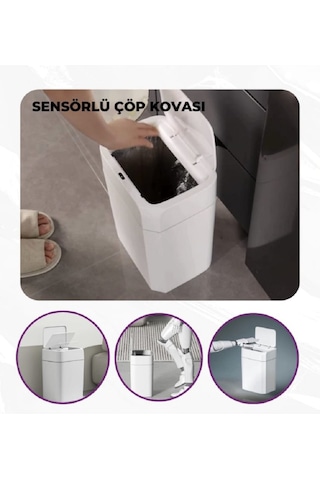Reis Home Sensörlü Plastik Çöp Kovası 12 Litre-beyaz Yerli Üretim Beyaz