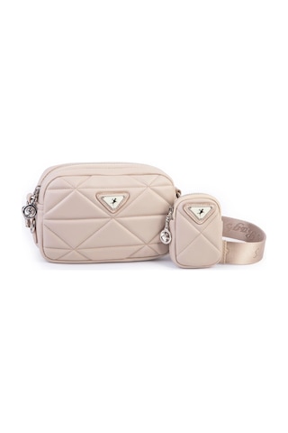 Nas Bag Kadın Mini Spor Kapitone Mini Cüzdanlı Çapraz Çanta Kum Kum - Bej