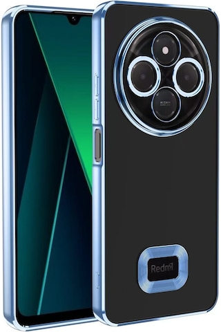 Mobilteam Redmi 14c 4g Kılıf Kamera Korumalı Logo Gösteren Omega Kapak - Sierra Mavi Mavi
