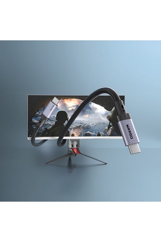 Qgeem Qg03 Type-c To Type-c Pd 40g 8k 60hz Data Kablosu Ve Çevirici 240w 1m Gri