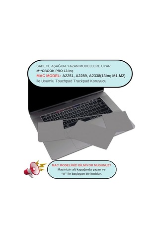 Laptop Kaplama 13 Inç M1-m2 Trackpad A2251 A2289 A2338 İle Uyumlu Gümüş