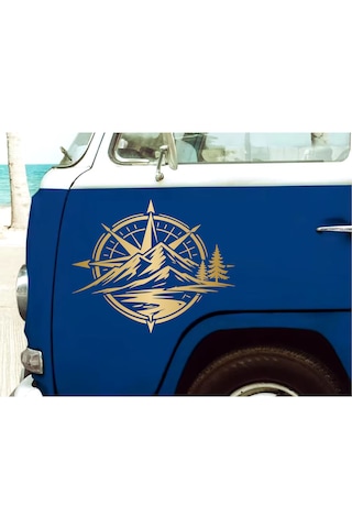 Pusula Dağ Ve Orman Sticker - Araba Oto Motosiklet Karavan Cam Sticker - 00357 30x25 Cm