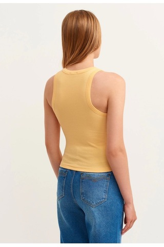 Mea Capio Kadın Sarı Fitilli T-shirt Halter Yaka Örme Atlet SARI