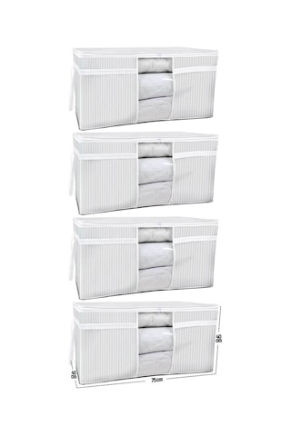 Esti 4 Adet - Pencereli Yastık Yorgan Hurcu Mega 75 X 40 X 40 Cm Gri Çizgili