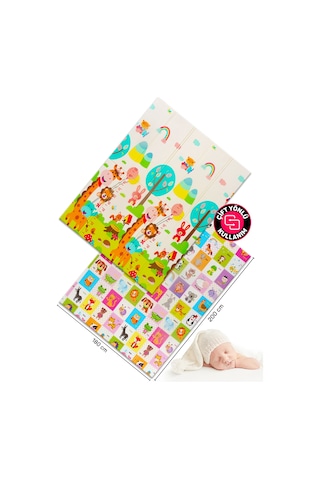 Neşeli Zürafa +Animals Katlanabilir Oyun Halısı -eEstra Large - 180x200x1 Cm-Taşıma Çantası Yanında