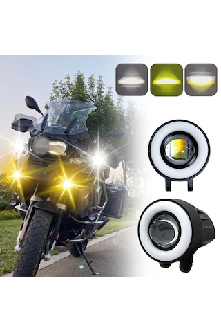 Space Offroad Sis Lambası Sarı-beyaz 7 Renk Gündüz Ledli Dönerli Set 12-60v / Lass372