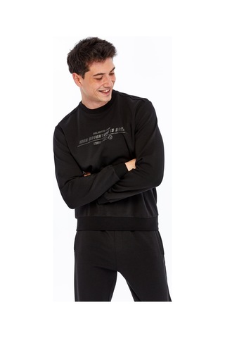 AR-MA Arma Erkek Slim Fit Sweatshirt Yazı Baskılı, Scuba Interlok, Bisiklet Yaka, Basic K30124685502 Siyah