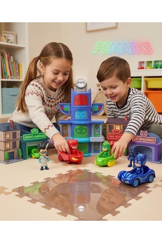 Pijamaskeliler Gece Kahramanları Eklemleri Hareket Eden 6'lı Figür Ve Araç Seti