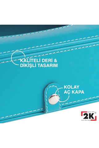 2k Suni Deri Peçetelik Mendil Kutusu 13 24 6 Cm. Turkuaz Turkuaz
