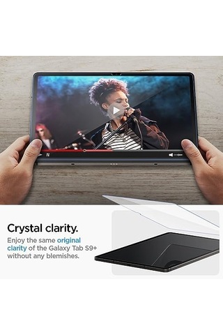 Galaxy Tab S10 Plus / S9 Plus İle Uyumlu Kolay Kurulum Cam Ekran Koruyucu Glas.tr Ez Fit Hd Şeffaf -