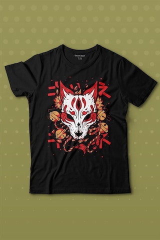 Kendim Seçtim Kitsune Mask Japanese Japon Kültür Baskılı Tişört Çocuk T-shirt 001