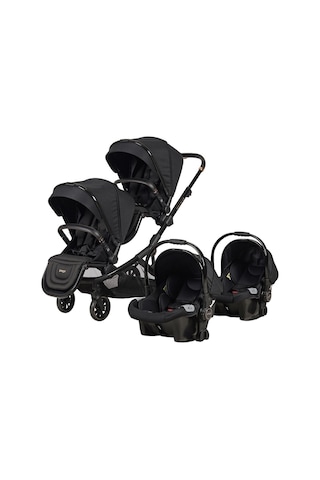Prego İbiza Plus Travel Sistem İkiz Bebek Arabası 2223 Siyah