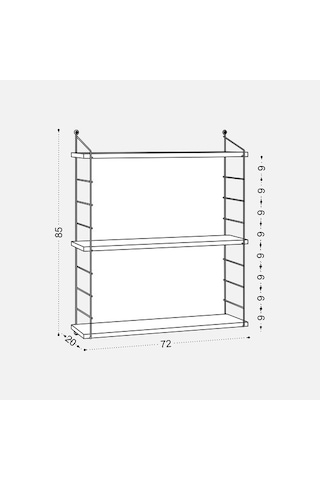 Endpa Armoni 3 Raflı Set 20x72 Cm Siyah