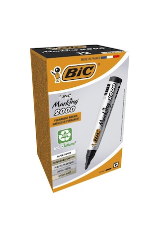 Bic Marker 2000 Yuvarlak Uç Koli Kalemi Siyah 12'li Kutu