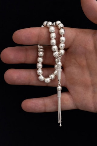 Gümüş Tespih Çizgili Küre Büyük Boy 22gr