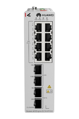 Huaweı Ekıtengıne S210ı-8p4sx 8 Port Gıgabıt+2x2.5gb 2x10g Sfp+ Cloud Yönetilebilir L2+ Endüstriyel
