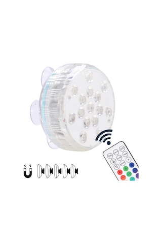 15 Led Su Altı Havuz Lambası, 16 Renk Su Altı Gölet Lambası, Vantuzlu Ip68 Su Geçirmez Küvet Lambası, Çeşmeler, Akvaryumlar İçin