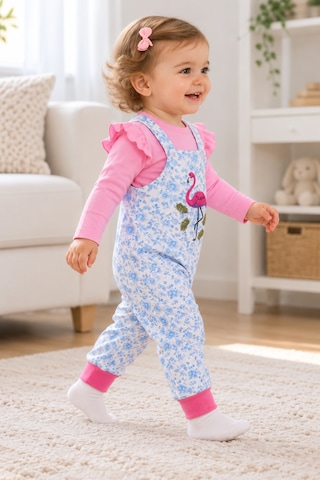Babyhola Kız Bebek Çocuk Flamingo Salopet Badi Takım 23388 Turuncu
