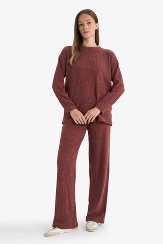 Defacto Straight Fit Düz Paça Selanik Kumaş Pantolon E9910ax25wnbr330 Bordo-br330