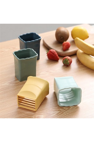 Mavi Fincan Dilimleyici Meyve Dilimleyici Yumurta Dilimleyici Paslanmaz Çelik Çilek Dilimleyici Hızla Meyve Sebze Çilek Kesici Yapmak Mavi