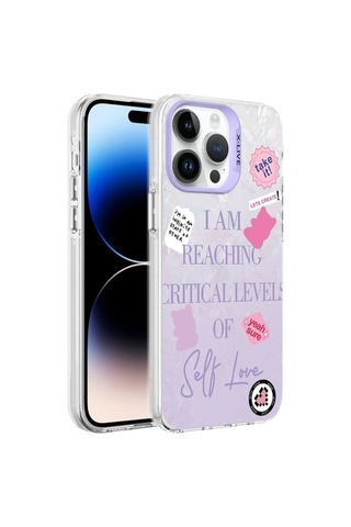 Apple Uyumlu iPhone 14 Pro Kılıf Mermer Desenli Zore Marbello Kapak Mor