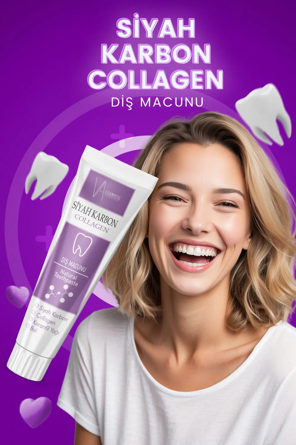 Va Cosmetic Aktif Karbon Beyazlatıcı Diş Macunu 100 Ml Leke Karşıtı Ağız Ve Diş Bakımı Beyazlatma