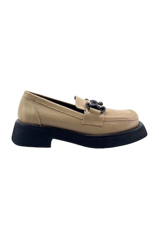 Albini 2610953 Hakiki Deri Kadın Loafer Ayakkabı Bej