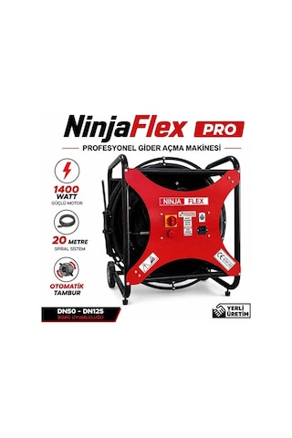 Ninjaflex PRO Profesyonel Gider Açma Makinesi 20 Metre Otomatik Tamburlu 1400 Watt