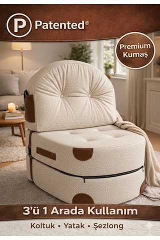 Viscolog Comfy Premium Teddy Kumaşlı Fermuarlı Modüler Çocuk Aktivite Koltuğu ve Yer Minderi 50 x 50 x 70 CM Krem