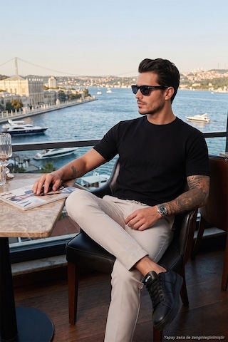 Buratti Streç Pamuklu Slim Fit Sıfır Yaka Erkek T Shirt 5902639 Siyah