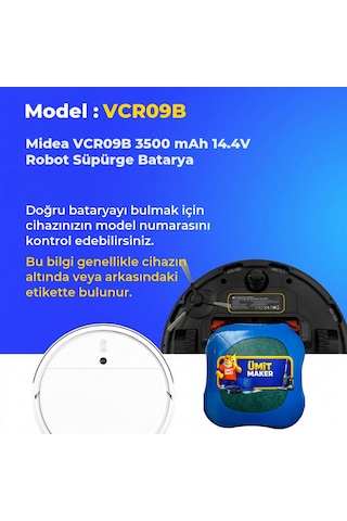 Midea Vcr09b 3500 Mah 14.4v Robot Süpürge Batarya