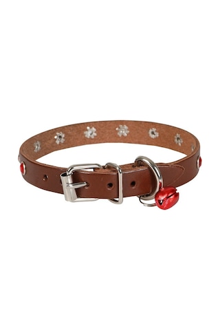 Cattie Taşlı Deri Kedi Boyun Tasması L 1.2x25-29CM Kahverengi