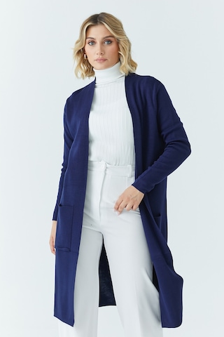 Modaplaza Kadın Cepli Düz Uzun Hırka 4341- Lacivert