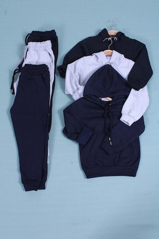 Fyk Kids Düz Kanguru Cepli Erkek Çocuk Alt-Üst Eşofman Takımı 3'lü - Çok Renkli