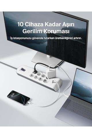 Belkin Bsv804vf2m Akım Korumalı Uzatma Priz,8 Çıkışlı Priz,2,4a Ç