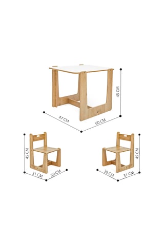 Minera Montessori Çocuk Oyun Çalışma Aktivite Masası ve Sandalyesi 2-4 Yaş Ahşap - Beyaz